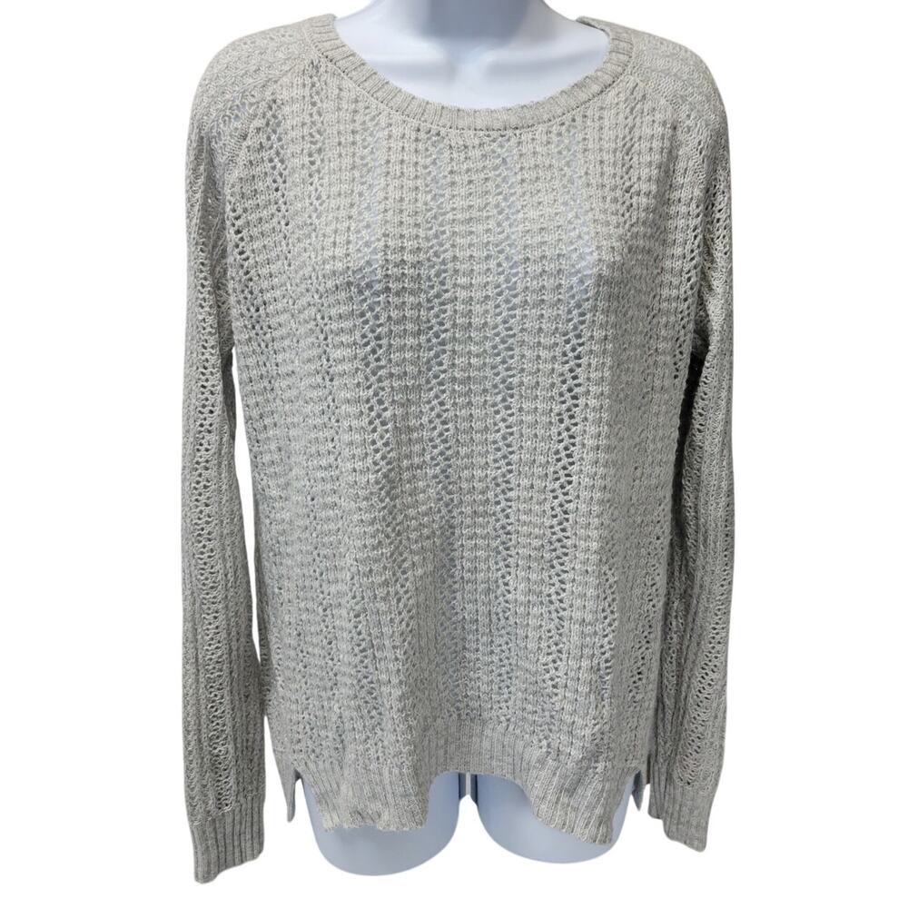 Aeropostale Womens S Pullover Knit Sweater Gray Oversized cover up long sleeve